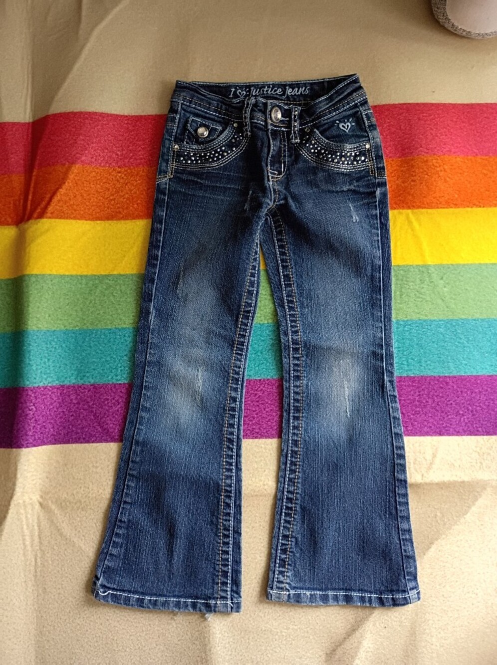 Justice 6R Distressed & Bedazzled Jeans